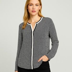 🤍Studio M Black and White Checkered Blouse 🖤